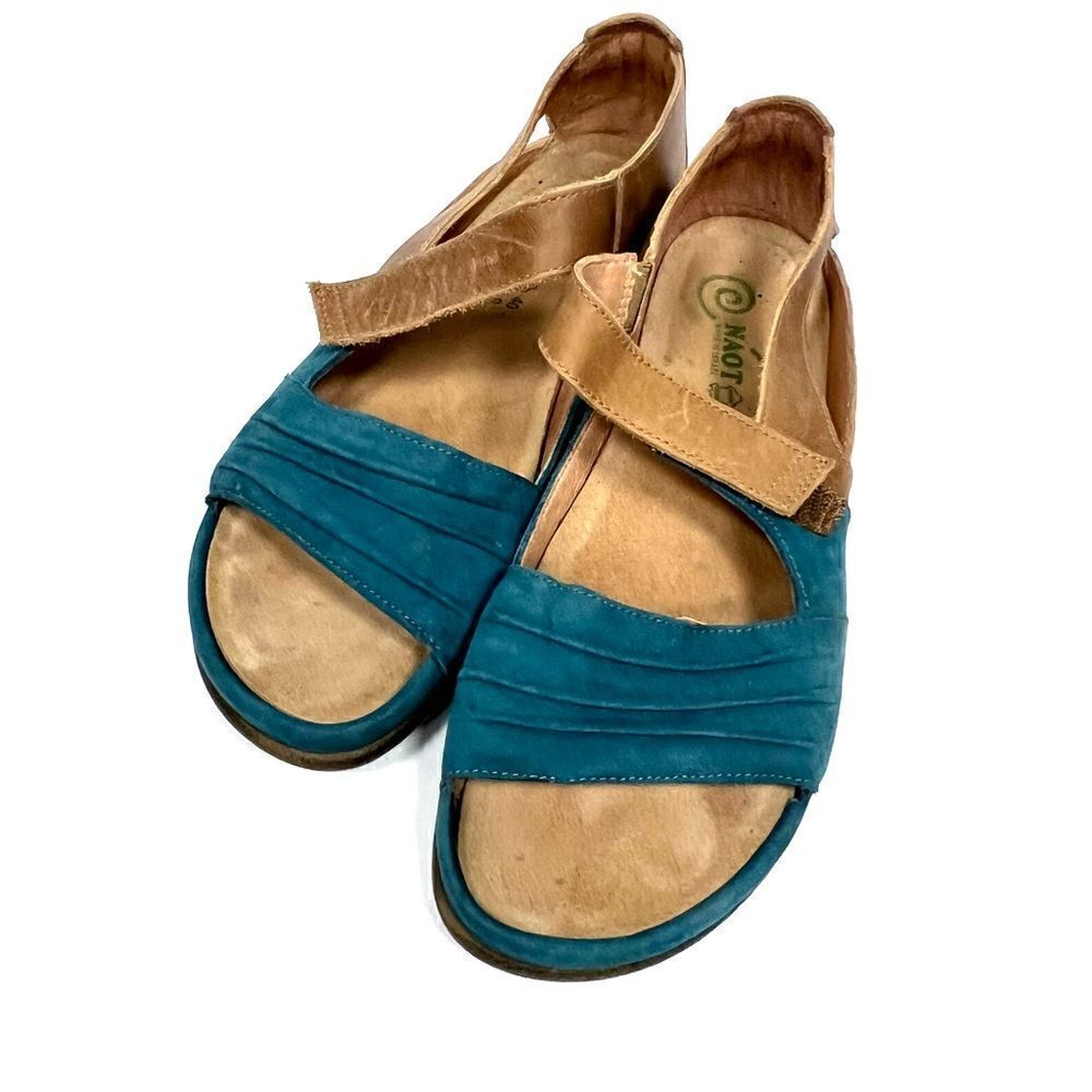 Naot teal nubuck and brown comfort leather sandals 40 - Picture 6 of 9